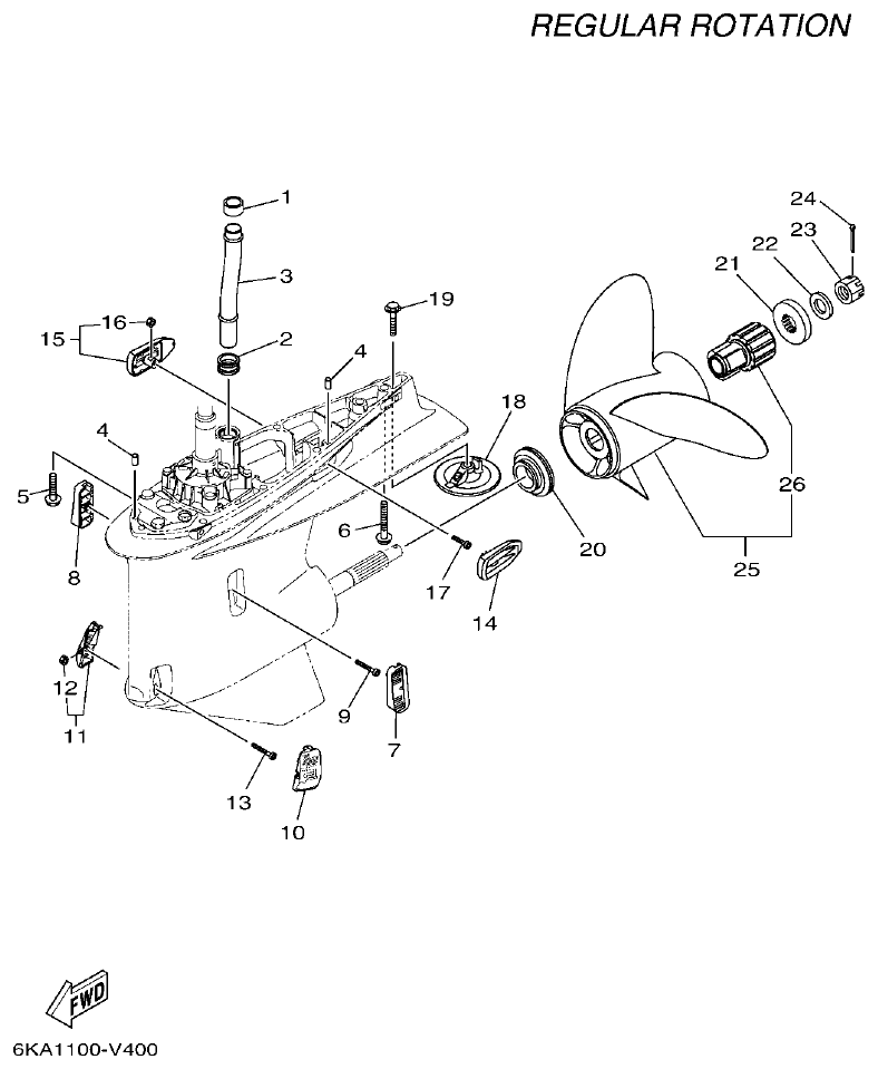 Yamaha F250XCB2, F250NCB2 LOWER CASING & DRIVE 2 parts diagram